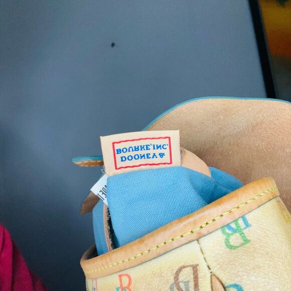 Vintage DOONEY & BOURKE DB Logo Rainbow Colored Tan Leather Mini Backpack Bag - Picture 13 of 14